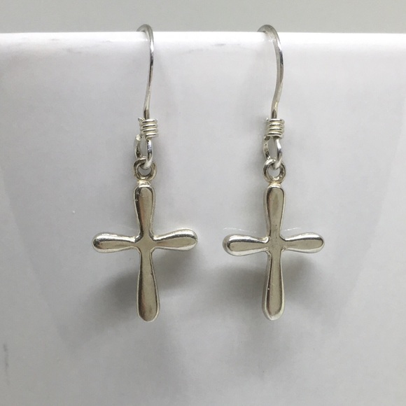 Sterling Silver Cross Dangle Earrings - Picture 3 of 6